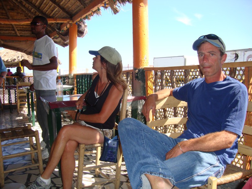 Gary and I waiting for the van to pick us up and go to the orphange