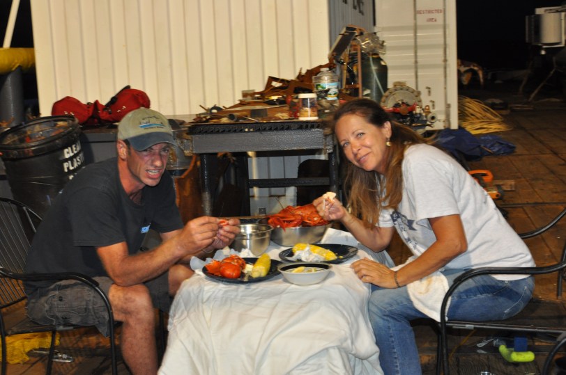 Nothing better than eating fresh lobster at sea!